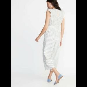Old Navy Pants - Faux Wrap Tie Belt(BLUE)Linen Blend Jumpsuit Med Old Navy Pants - Faux Wrap Tie Belt(BLUE)Linen Blend Jumpsuit Med